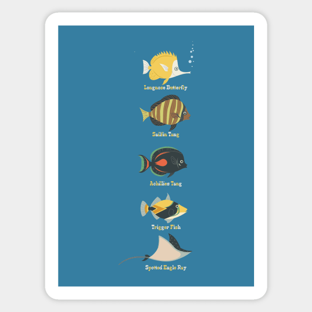 Hawaiian reef fish Sticker by RussellTateDotCom